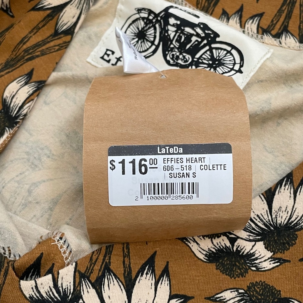Effie's Heart Colette Susan Dress Sz Small Mustard Floral Tie Waist NWT - Picture 7 of 16